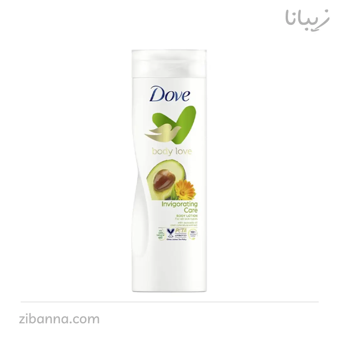 لوسیون بدن داو مدل آووکادو و گل همیشه بهار Dove Invigorating Care Body Lotion حجم 400میل لوسیون بدن داو مدل آووکادو و گل همیشه بهار Dove Invigorating Care Body Lotion حجم 400میل