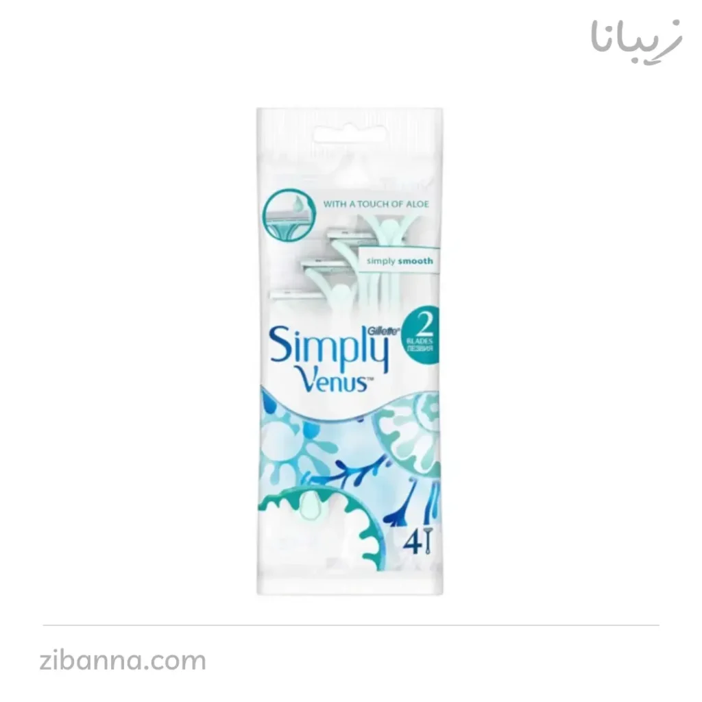 تیغ اصلاح ژیلت مدل simply venus آبی رنگ بسته 4 عددی