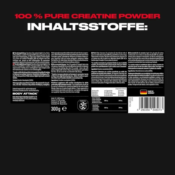 کراتین بادی اتک 300 گرمی BODY ATTACK 100% PURE CREATINE کراتین بادی اتک 300 گرمی BODY ATTACK 100% PURE CREATINE