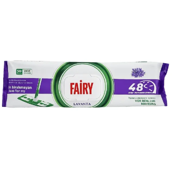 دستمال نظافت کف فیری Fairy مدل Lavanta Yağı رایحه اسطوخودوس بسته ۵۰ عددی دستمال نظافت کف فیری Fairy مدل Lavanta Yağı رایحه اسطوخودوس بسته ۵۰ عددی