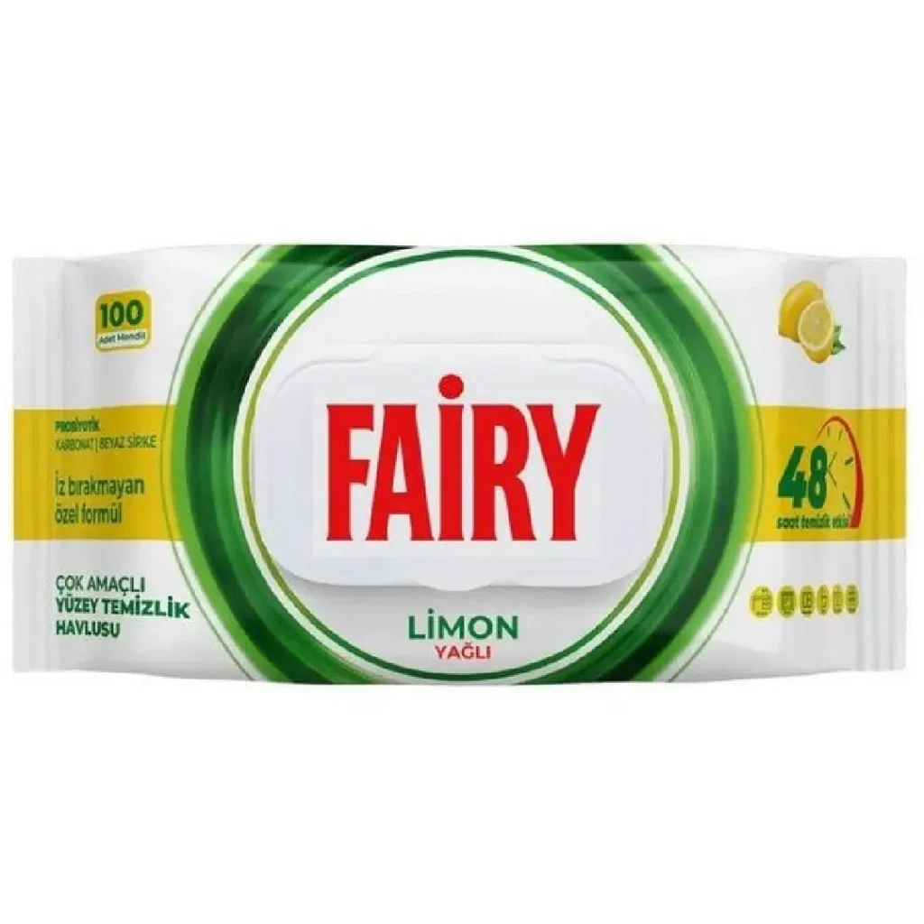 دستمال مرطوب ضدعفونی‌کننده و پاک‌کننده سطوح فیری مدل Limon تعداد ۱۰۰ عددی