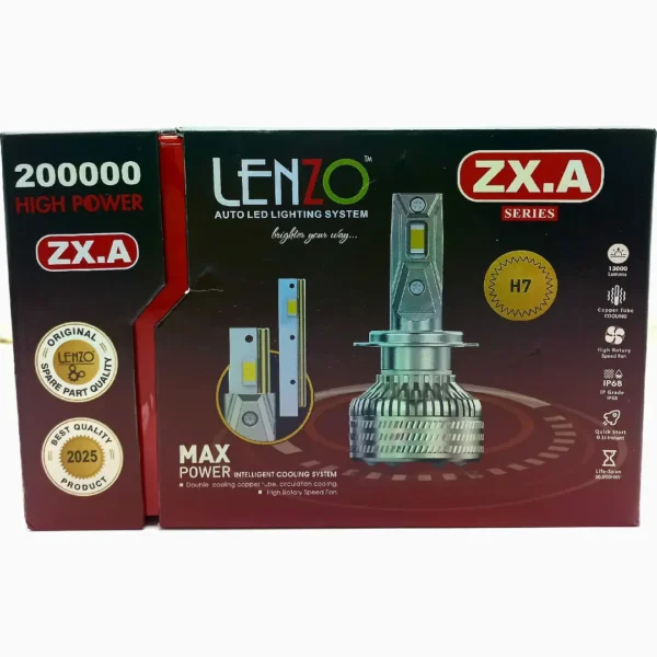 لامپ هدلایت خودرو لنزو مدل ZXA 6000K پایه H7 بسته دو عددی لامپ هدلایت خودرو لنزو مدل ZXA 6000K پایه H7 بسته دو عددی