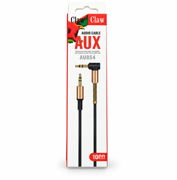 Claw AUX Audio Cable Packaging کابل AUX کلاو مدل AU854 با کانکتور ۹۰ درجه