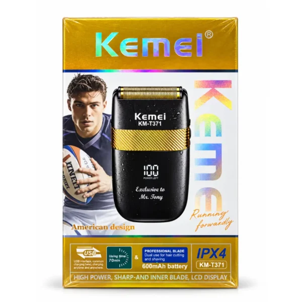 kemei-km-t371-electric-shaver (3) ماشین اصلاح صورت شارژی کیمی مدل KM-T371 دو تیغه فویلی