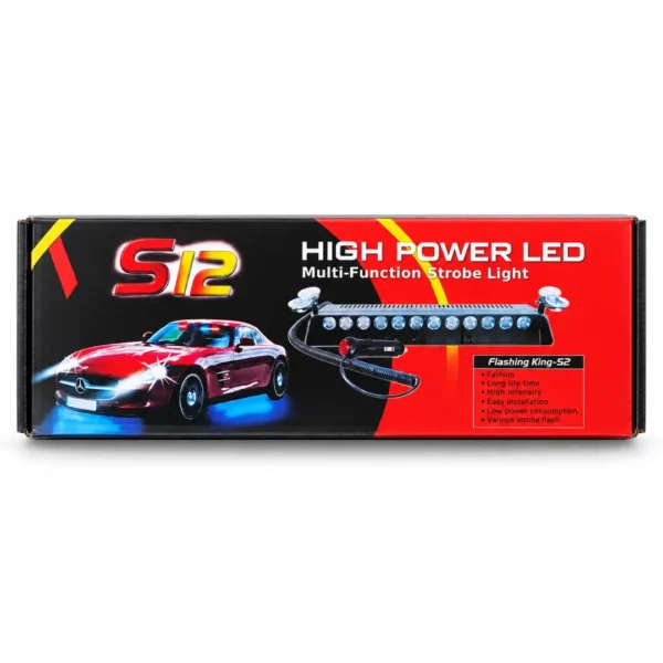 s12-led-police-strobe-light چراغ فلاشر پلیسی خودرو مدل S12 دوازده لنز LED فندکی